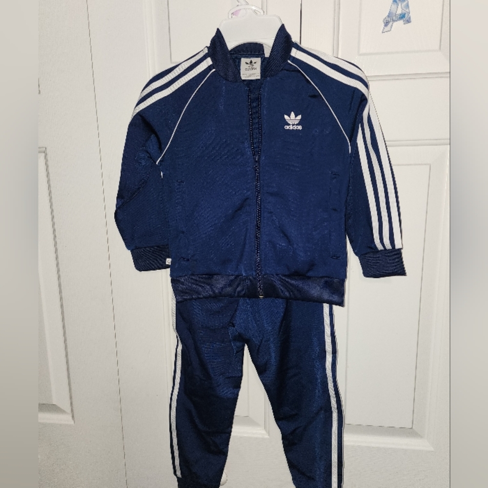 Kids Blue Adidas running suit size 5